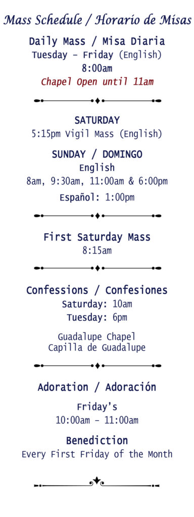 presentation of jesus mass schedule