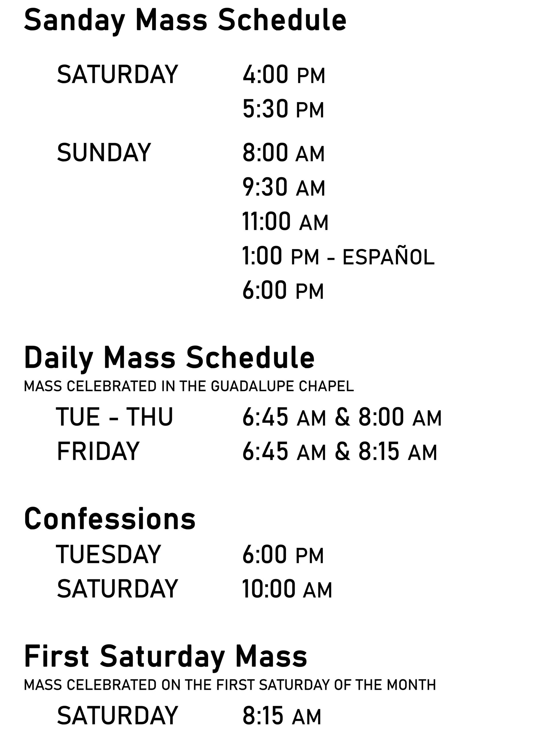 Mass Schedule